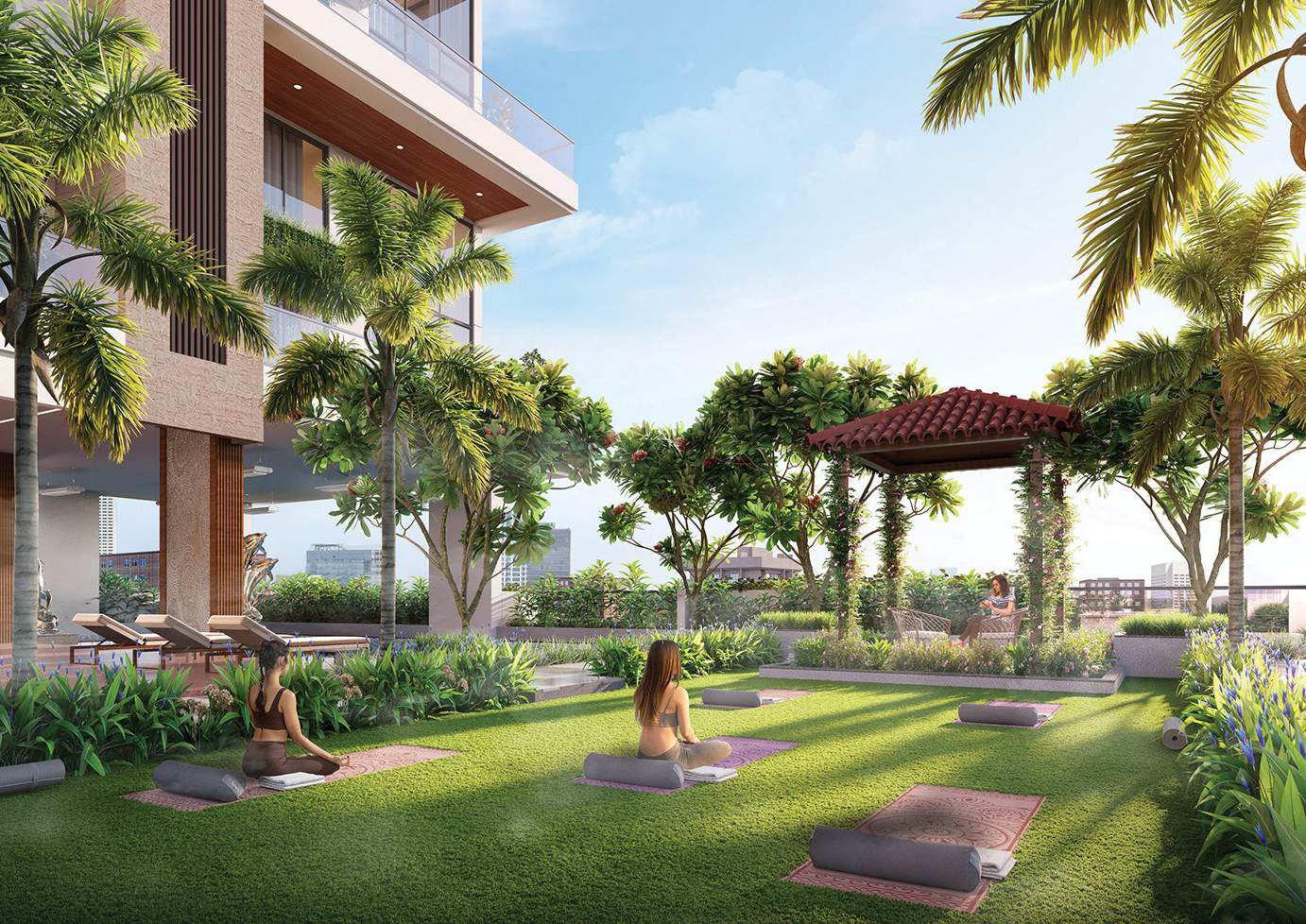 Open-air yoga deck
